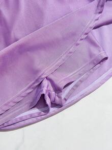 SHEIN Traje De Baño Con Tirantes De Borde De Volantes Para Bebé Niña - Morado - Ver 3