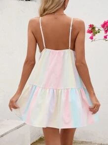 Soleia Ombre Ruffle Hem Cami Dress Pastel Dress - Multicolor - View 2