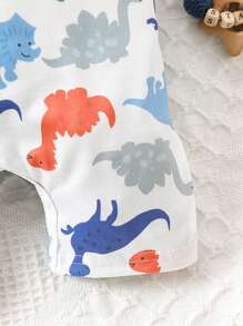 SHEIN Vintaside Kids 3pcs/Set Baby Boy Allover Printed Cartoon Cute Summer Romper Set - Multicolor - View 7