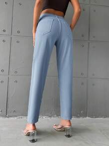 Women's Light Blue Washed Tapered Jeans - Light Wash - View 2