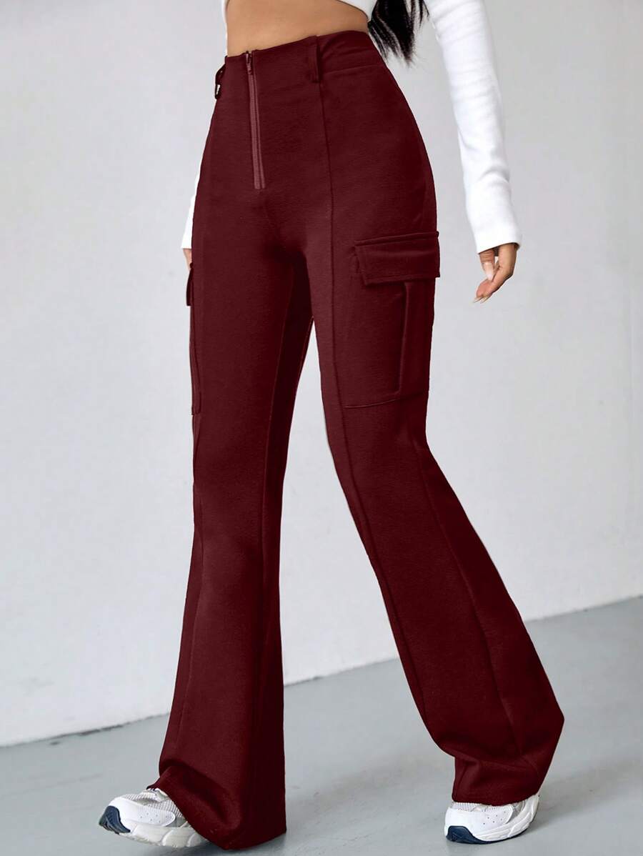 SHEIN EZwear Women's Cargo Flared Pants With Pockets SHEIN USA