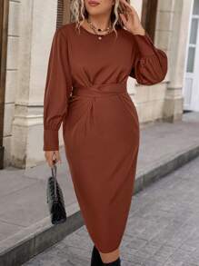 SHEIN Clasi Plus Size Solid Color Back Strap Casual Dress Maxi Women Outfit