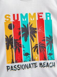 SHEIN 年輕男孩印花圓領短袖t恤和短褲2入組 - 彩色 - 查看 6