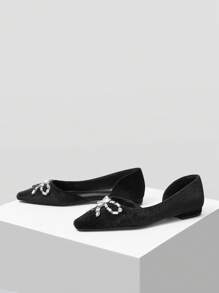 MOTF PREMIUM Bowknot Pha lê Thoải mái Của phụ nữ Giày phẳng - màu đen - Xem 5