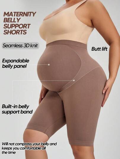 Maternity Seamless High Waist Soft Expandable Panel Comfort Belly Support Shorts