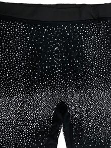 Women's Sexy Sheer Mesh Party Top And Pants Set With Rhinestone Embellishment - Black - View 4