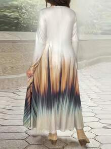 SHEIN LUNE Váy cổ chữ V Ombre cỡ lớn - Nhiều màu - Xem 2