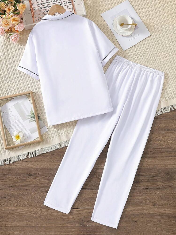 Teen Girls' Simple Style Giraffe Print Short Sleeve Top And Pants Casual Home Wear 2pcs/Set