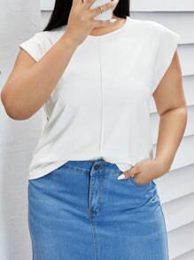 SHEIN Essnce 女裝加大尺碼白色經典時尚通勤修身襯衫,帶有壓線設計,適合春夏 - 白色 - 查看 6