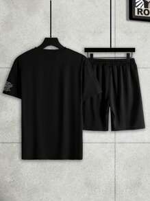 Manfinity Homme Men's Letter Printed Short Sleeve 2pcs/Set