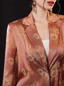 Modelyn Women's Jacquard Blazer With Lapel Collar And Long Sleeves Fall Cloth For Women - Multicolor - View 2