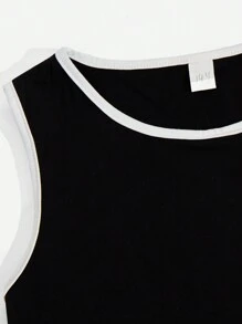 Letter Print Mesh Tee & Crop Tank Top & Short - Multicolor - View 4