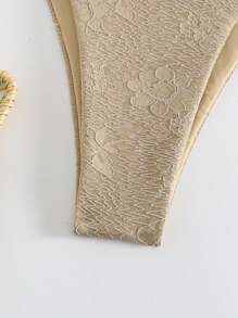 SHEIN Swim Summer Women'S Triangle Cup Jacquard Bikini Set Wedding - Khaki - View 6