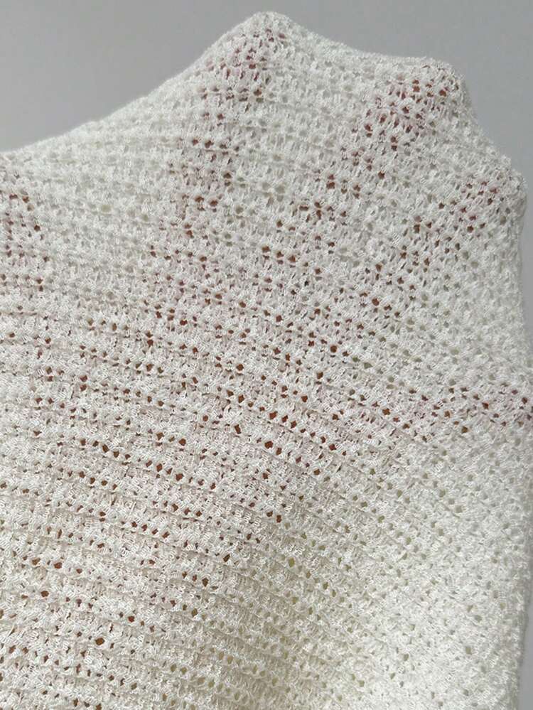 1 Pc Women's Solid Color Distressed Knit Sweater