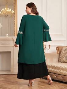 Al Najma Ropa Árabe Para Mujeres De Talla Grande Con Decoración De Diamantes De Imitación Y Mangas Acampanadas - Multicolor - Ver 2