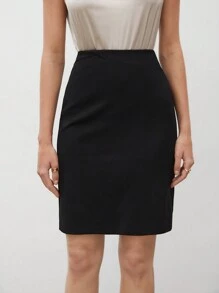 BizChic Women's Black Elastic Hem Skirt, Urban Commute Business Casual Office Wear, Elegant Women's Formal Attire