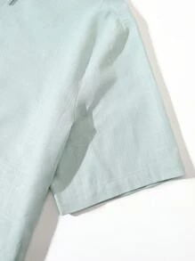 Manfinity RSRT Nam Ngắn tay Áo sơ mi Với bản in cây cọ - Màu xanh Cadet - Xem 7