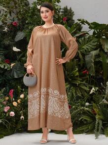 Mulvari Polka Dot & Paisley Printed Dress