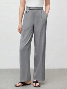 BizChic 女士高腰西裝褲,帶斜口袋 - 灰色 - 查看 6