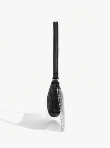 SHEIN ICON Women Diamond Tassel Glitter Shoulder Bag, Evening Bag, Club, Rhinestone - Black - View 7