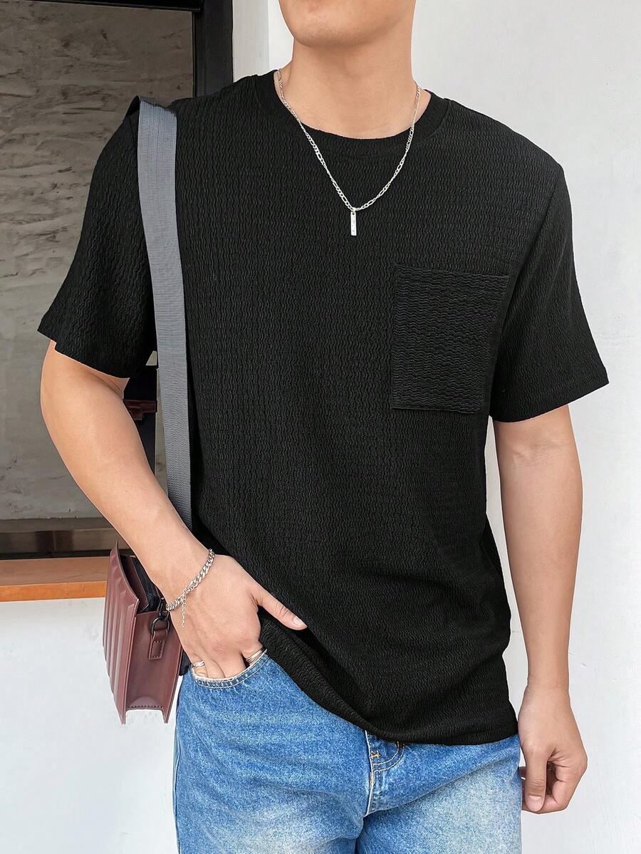 Manfinity Hypemode 男子圓領口袋前t卹 - 黑色 - 查看 1