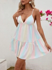 Soleia Ombre Ruffle Hem Cami Dress Pastel Dress - Multicolor - View 6