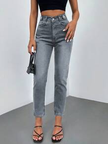 EURMUSE 錐形休閒牛仔褲 - 灰色 - 查看 3