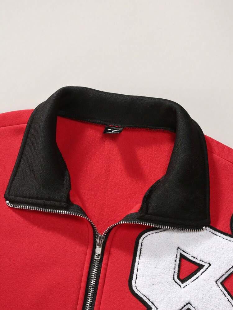 Aesthetic Post--Men's Letter Print Zipper Front Long Sleeve Top And Pants Two Pieces Set Track Suit