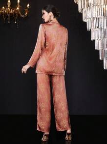 Modelyn Women's Jacquard Blazer With Lapel Collar And Long Sleeves Fall Cloth For Women - Multicolor - View 4