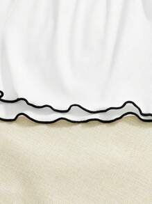 Pantalones cortos de pijama para mujer con cintura elástica de bloque de color y decoración de lazo