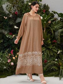 Mulvari Polka Dot & Paisley Printed Dress