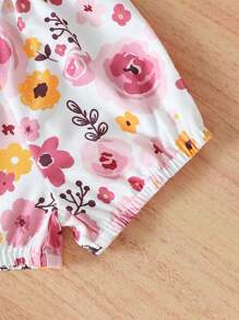 SHEIN Vintaside Kids Quần short hoa trơn có sọc hồng dễ thương cho bé gái, giản dị và đa năng, Bộ 3 món - Nhiều màu - Xem 3