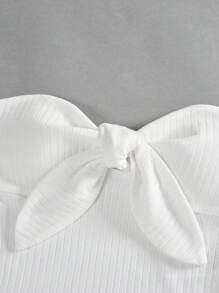 SHEIN EZwear Women's Tie Front Strapless Top - White - View 5