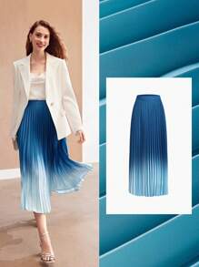 MOTF PREMIUM WOVEN WOMEN'S OMBRE PLEATED SKIRT,SUMMER OUTFITS