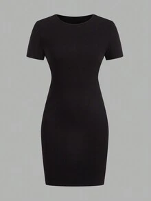 SHEIN Essnce 2 chiếc váy bodycon cổ tròn - Nhiều màu - Xem 4