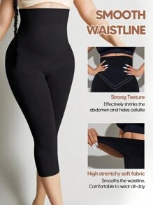 Women's High Waist Tummy Control Butt Lift Stretchy Shaping Capri Leggings - Black - View 1
