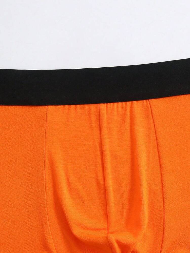 5pcs Men's Color Blocking Letter Printed Boxer Shorts Set