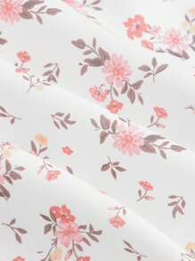 SHEIN MOD Vestido De Verano Para Mujer Con Estampado De Flores Y Volantes Divididos - Blanco - Ver 4