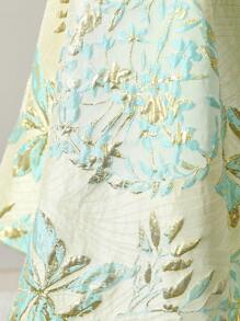 SHEIN Glamorique Kids 嬰兒女童金色刺繡花卉優雅禮服，時尚百搭，適合生日派對、晚宴、婚禮、洗禮和一歲生日慶祝等場合 - 彩色 - 查看 3