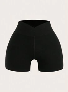 SHEIN EZwear 2 件裝女用針織日常休閒高腰短褲 - 黑色 - 查看 4