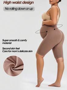 Maternity Seamless High Waist Soft Expandable Panel Comfort Belly Support Shorts