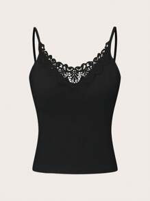 SHEIN LUNE Của phụ nữ Nối Ren Áo ba lỗ Áo ba lỗ - Nhiều màu - Xem 5