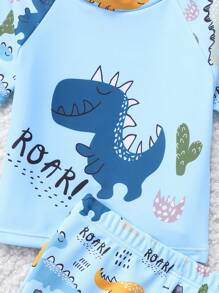 Baby Boy Dinosaur Print Short Sleeve Swimsuit Set With Sun Hat, Summer  Getaway,Holiday,Travel,Relax,Summer,Holiday