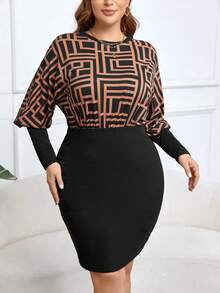 SHEIN Clasi Đầm bodycon in hình học cỡ lớn cho nữ - Nhiều màu - Xem 6