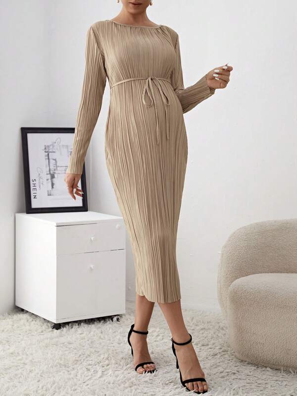 SHEIN Maternity Round Neck Long Sleeve Bodycon Dress