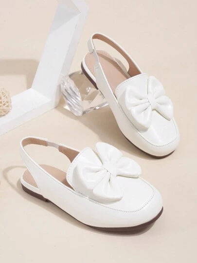 1 Pair Girls' PU Soft Bottom Breathable Closed Toe Flat Sandals, Spring/Summer