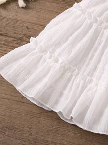 SHEIN Vintaside Kids Young Girls' Ruffle Edge Multi-Layered A-Line Skirt - White - View 4
