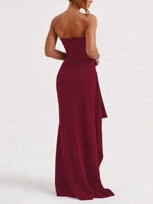 Elegant Backless Chic Wedding Birthday Club Party Dress Sexy Spring Summer Valentine's Day Dresses For Women - Burgundy - View 2