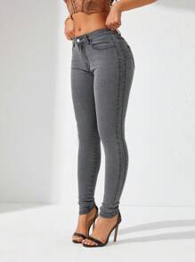 Của phụ nữ Nước Rửa Quần jean ôm - màu đen - Xem 3