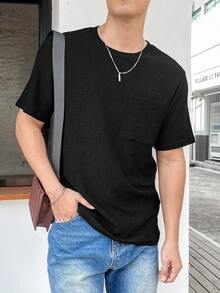 Manfinity Hypemode 男子圓領口袋前t卹 - 黑色 - 查看 4